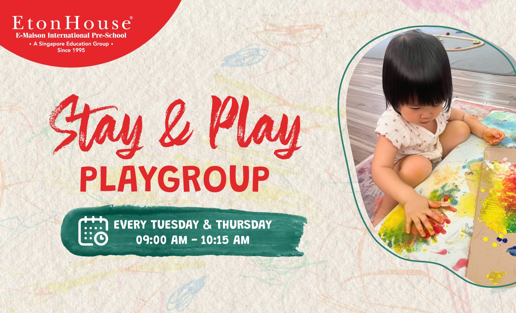 Tin vui đây! Nhóm chơi Stay & Play của EtonHouse đã trở lại — nay diễn ra hai buổi mỗi tuần và có thêm hoạt động vui chơi ngoài trời! 🌿✨